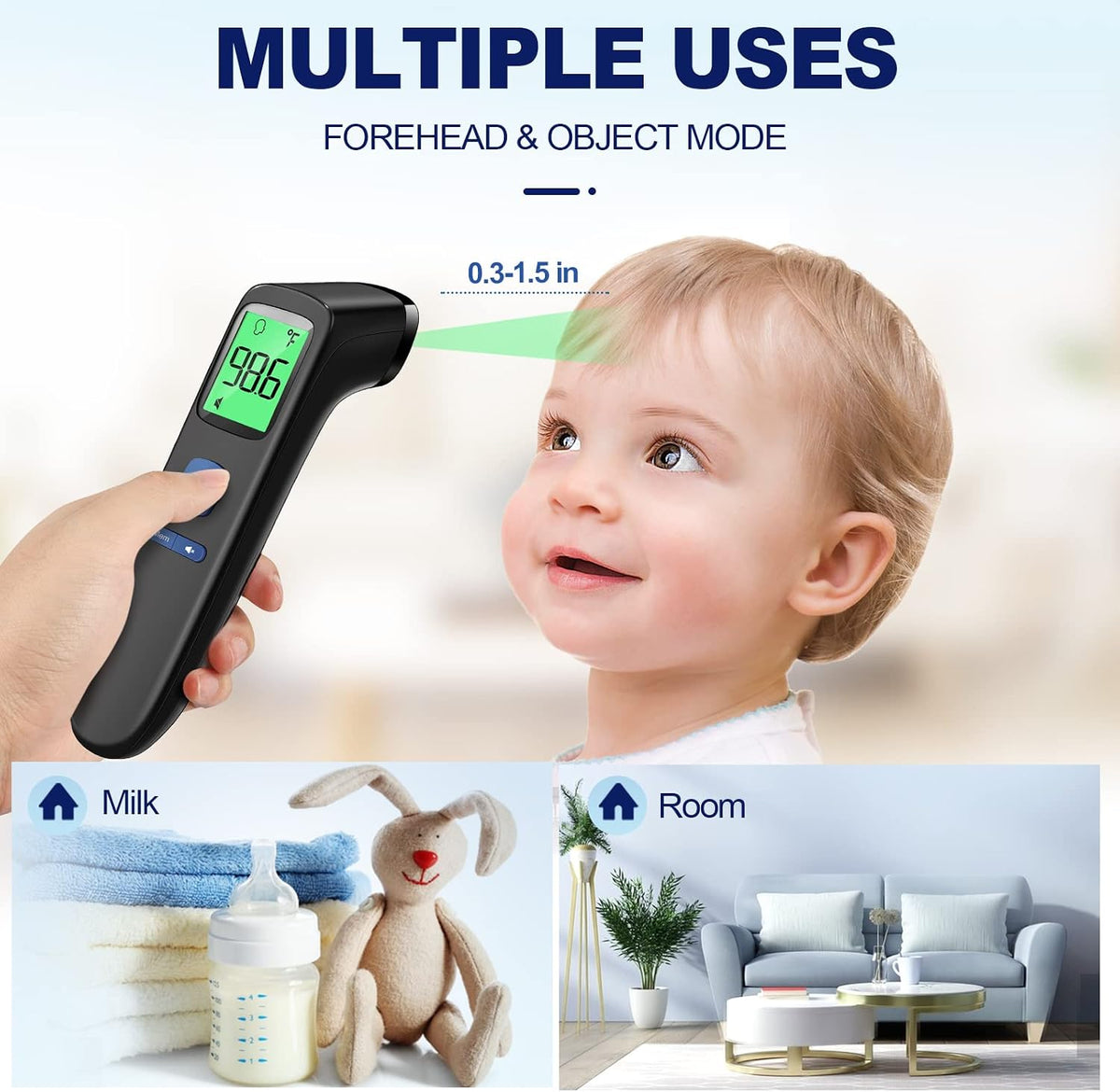 No-Touch Thermometer for Adults, Kids, Babies, 1-Sec Fast Accurate (Black)
