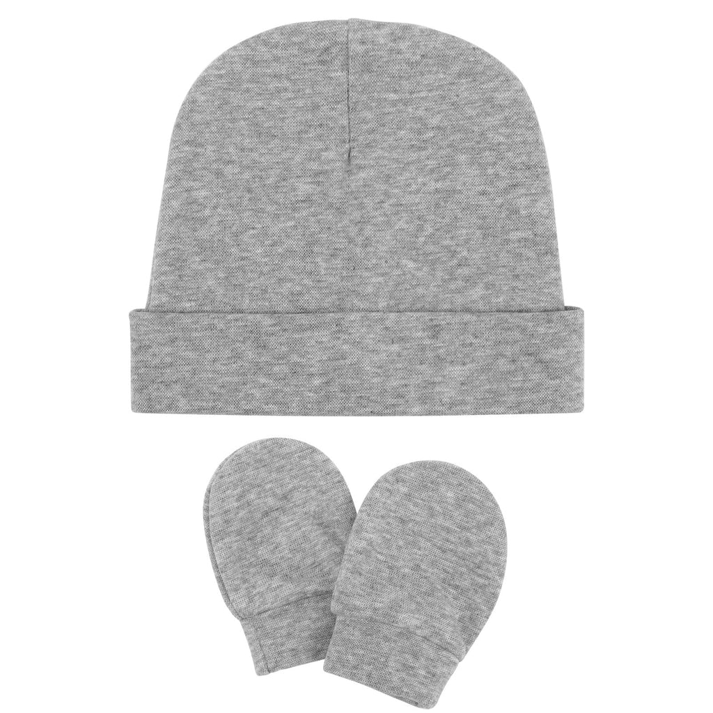 BQUBO Baby Hats and Mittens Infant Cotton Beanie Gloves No Scratch Set Newborn Hospital Hat for Boys Girls