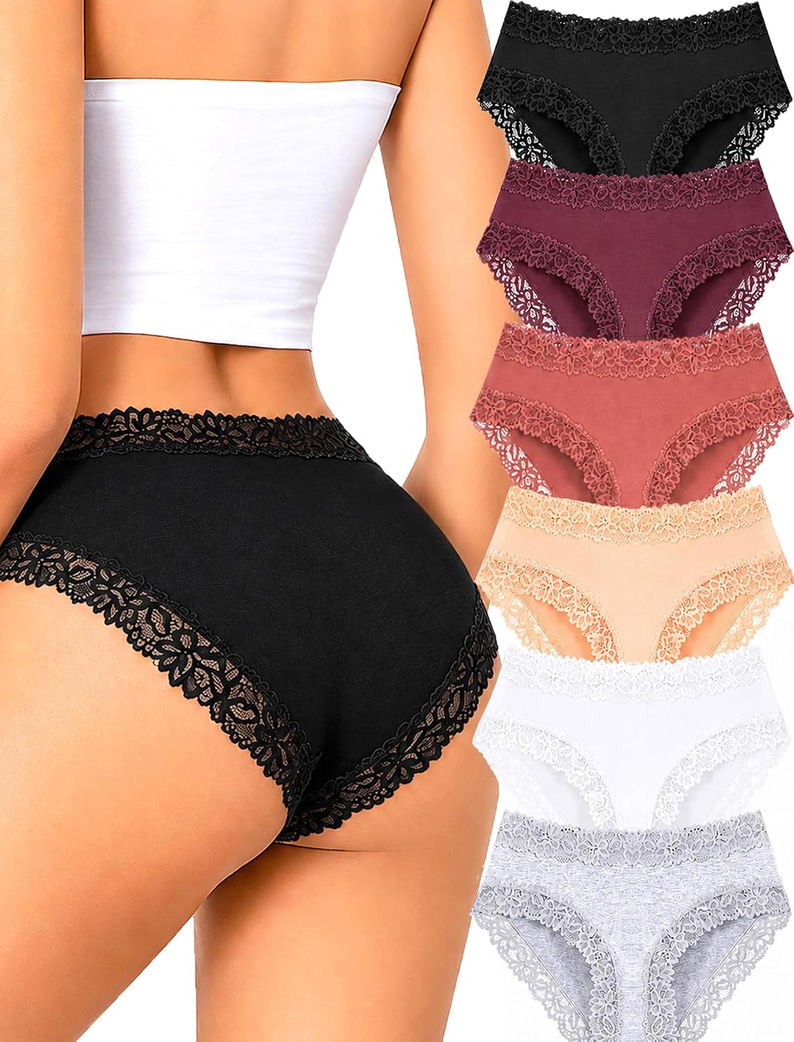 Cotton Underwear for Women Sexy Lace Panties Cheeky Bikini Lingerie Sets 6