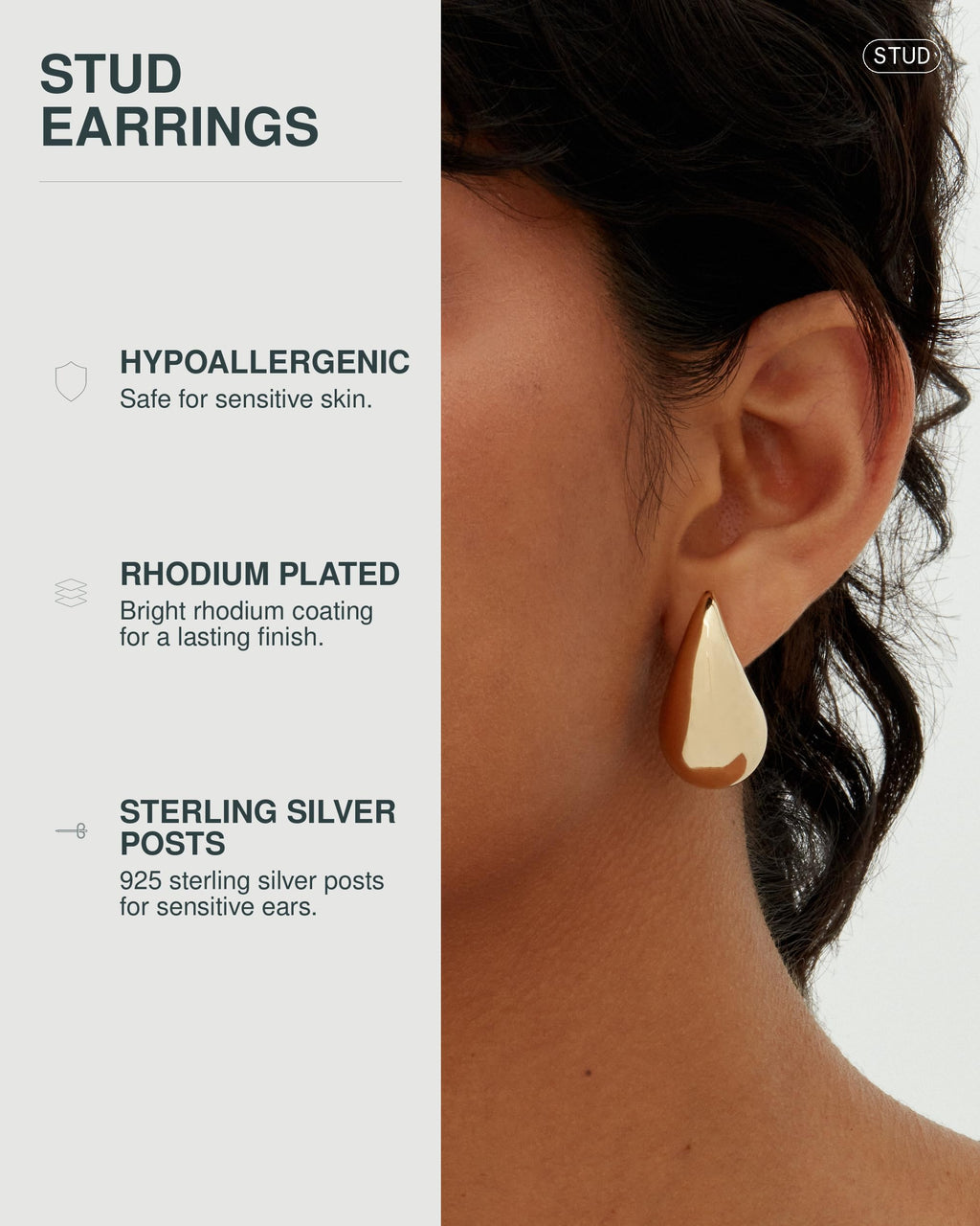 PAVOI 14K Gold Plated 925 Sterling Silver Post Teardrop Chunky Hoop Earrings - Lightweight Drop Earrings for Women - Designer Earring Trendy Jewelry