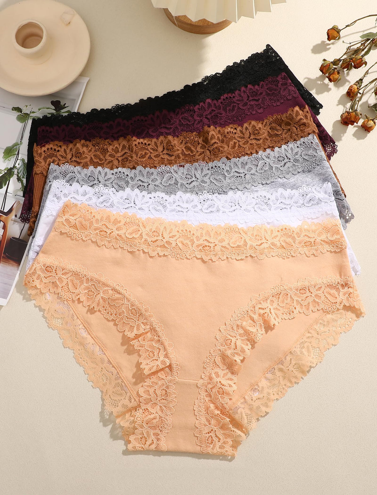 Cotton Underwear for Women Sexy Lace Panties Cheeky Bikini Lingerie Sets 6