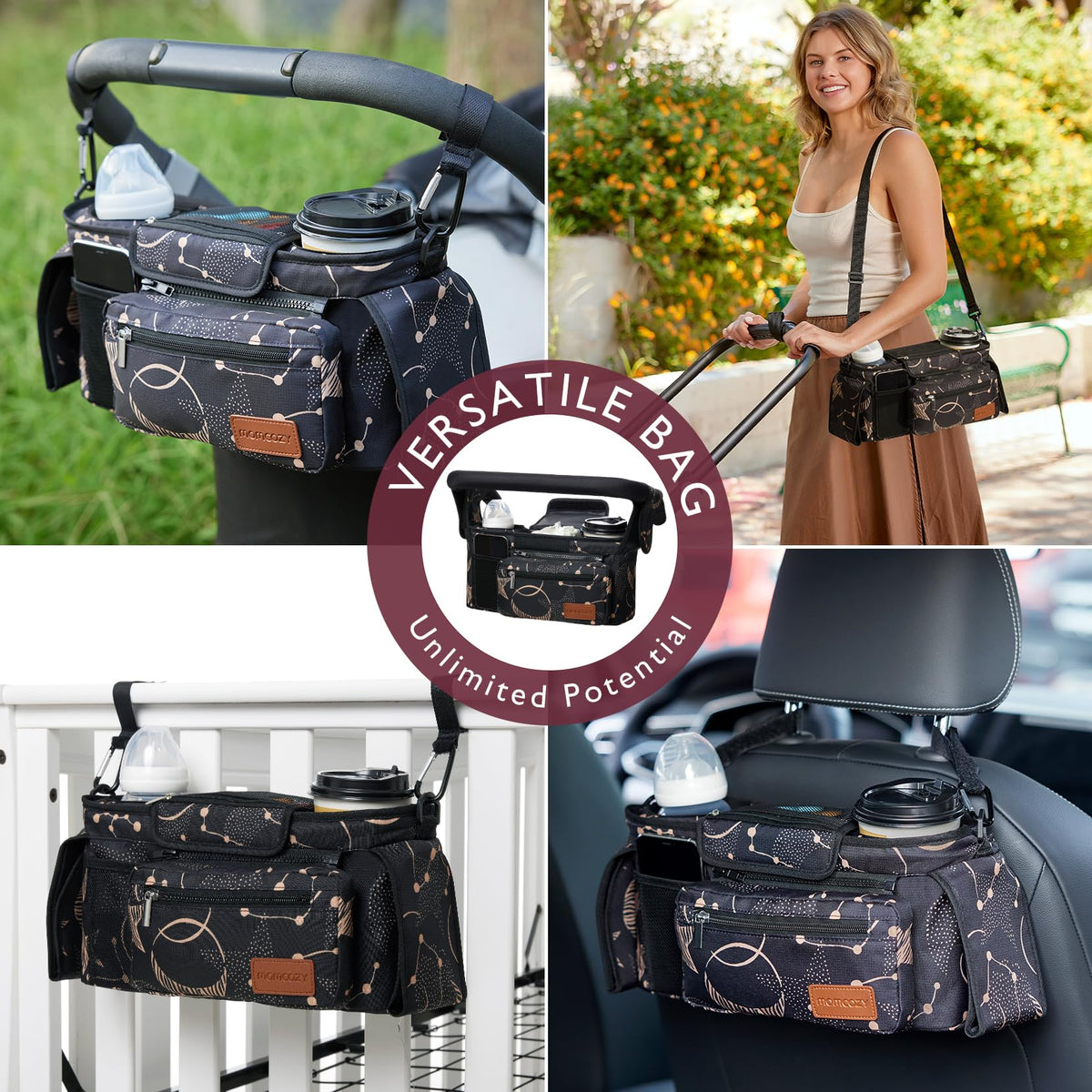 Momcozy Universal Stroller Organizer with Insulated Cup Holder