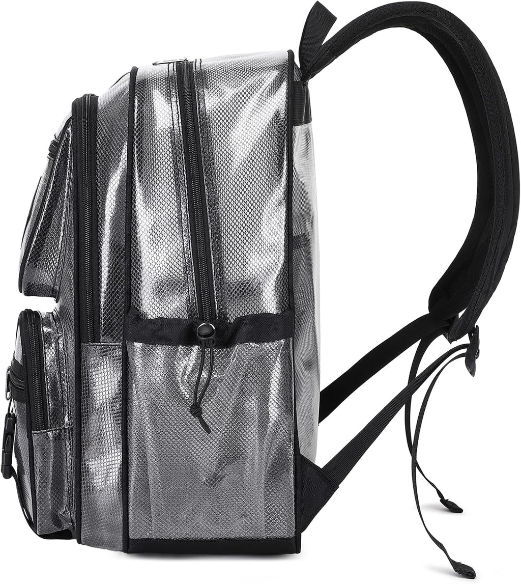 MOONBABY Mesh Backpack for School Heavy Duty See Through Net Bookbag Girls Boys Semi-Transparent Net Back Pack for Beach, Swimming, Sports, Work, Travel (Black)