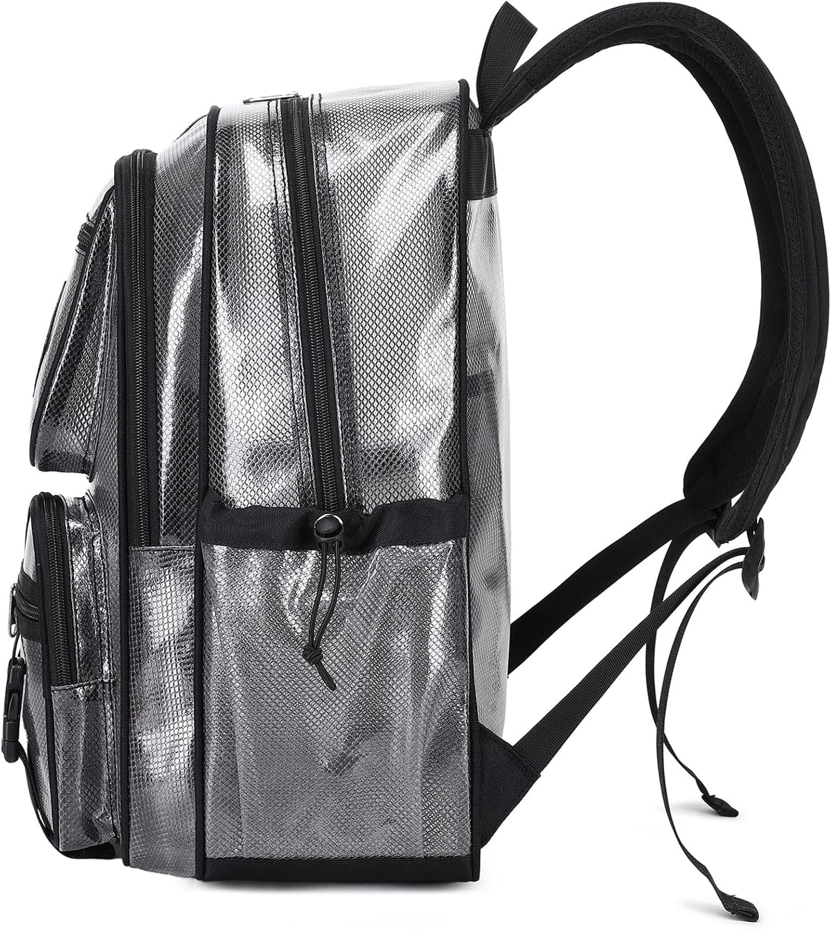 MOONBABY Mesh Backpack for School Heavy Duty See Through Net Bookbag Girls Boys Semi-Transparent Net Back Pack for Beach, Swimming, Sports, Work, Travel (Black)