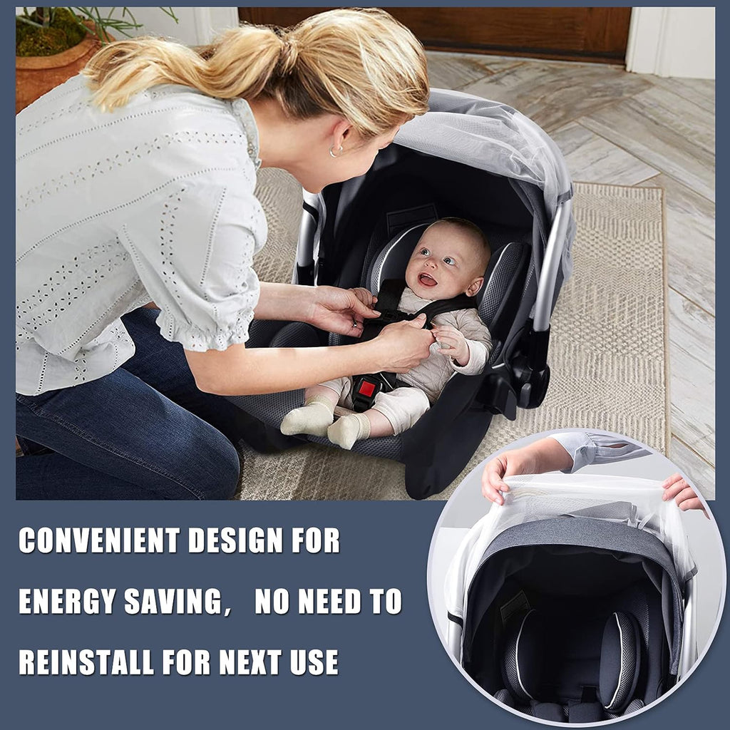 Sysmie Baby Mosquito Net for Infant Car Seat and Doona Stroller, White