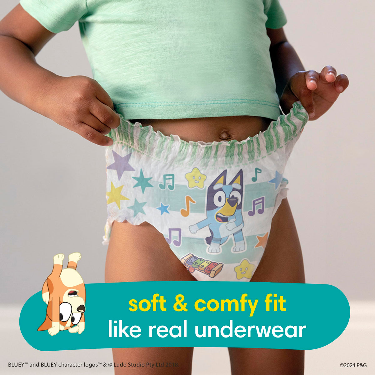 Easy Ups Girls & Boys Potty Training Pants, Size 4 (2T-3T), 140 Count, Bluey Absorbent Pull Up Training Underwear, Up to 100% Leakproof Day and Night, Hypoallergenic