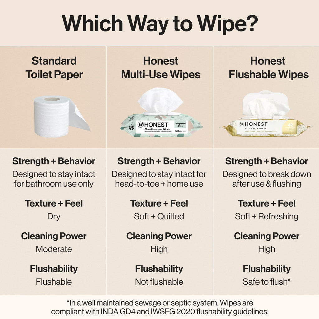 The Honest Company Flushable Wipes, Hypoallergenic, Gilded Wings, 126 Count
