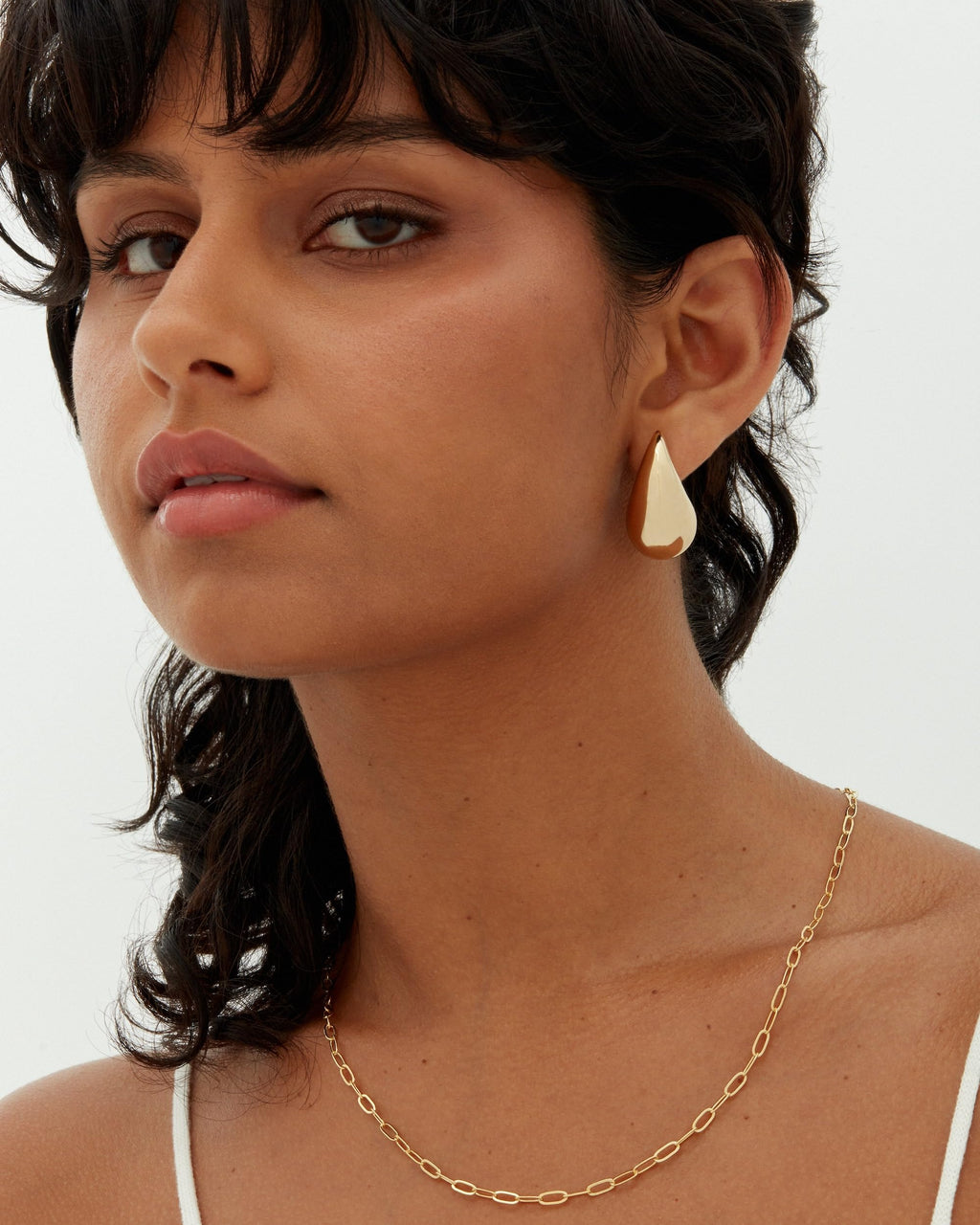 PAVOI 14K Gold Plated 925 Sterling Silver Post Teardrop Chunky Hoop Earrings - Lightweight Drop Earrings for Women - Designer Earring Trendy Jewelry