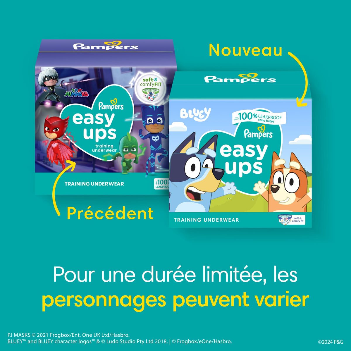 Easy Ups Girls & Boys Potty Training Pants, Size 4 (2T-3T), 140 Count, Bluey Absorbent Pull Up Training Underwear, Up to 100% Leakproof Day and Night, Hypoallergenic