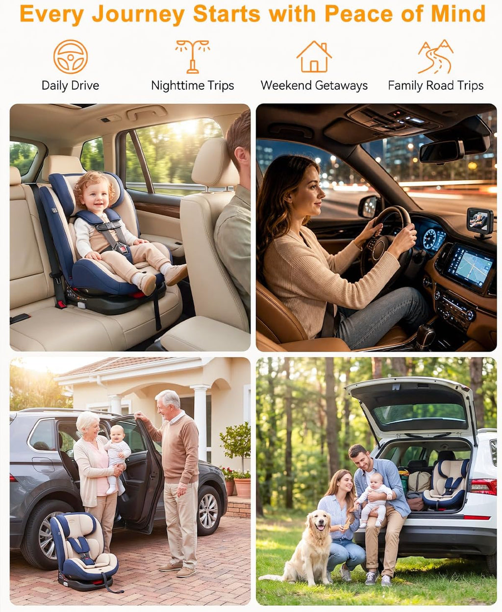 Baby Car Camera, 1080P Wired Car Baby Camera, Baby Monitor for Car