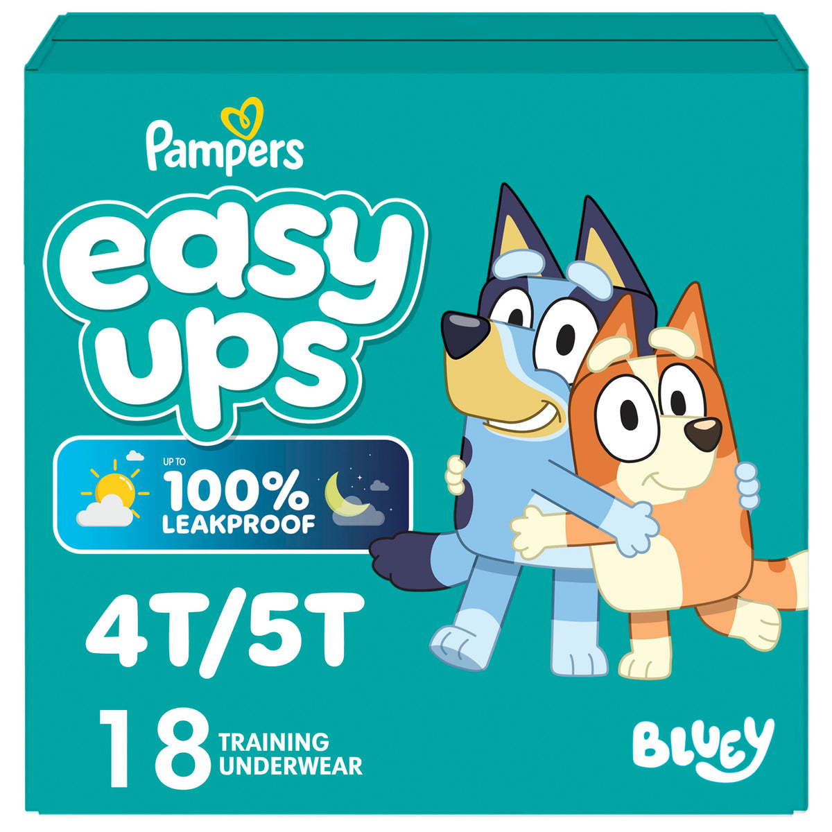 Easy Ups Girls & Boys Potty Training Pants, Size 4 (2T-3T), 140 Count, Bluey Absorbent Pull Up Training Underwear, Up to 100% Leakproof Day and Night, Hypoallergenic