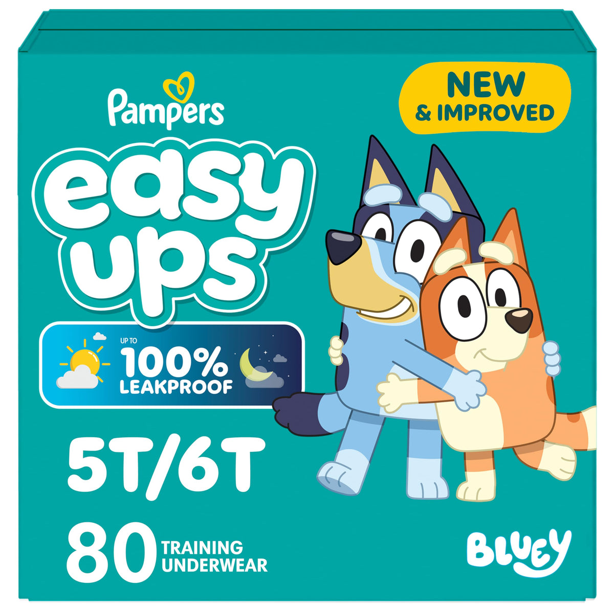 Easy Ups Girls & Boys Potty Training Pants, Size 4 (2T-3T), 140 Count, Bluey Absorbent Pull Up Training Underwear, Up to 100% Leakproof Day and Night, Hypoallergenic