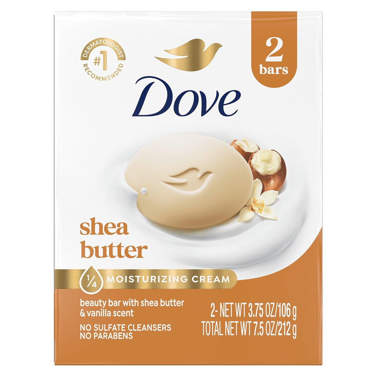Dove Shea Butter Beauty Bar Soap 8 Count, Cleanser, 3.75 oz I beauty bar