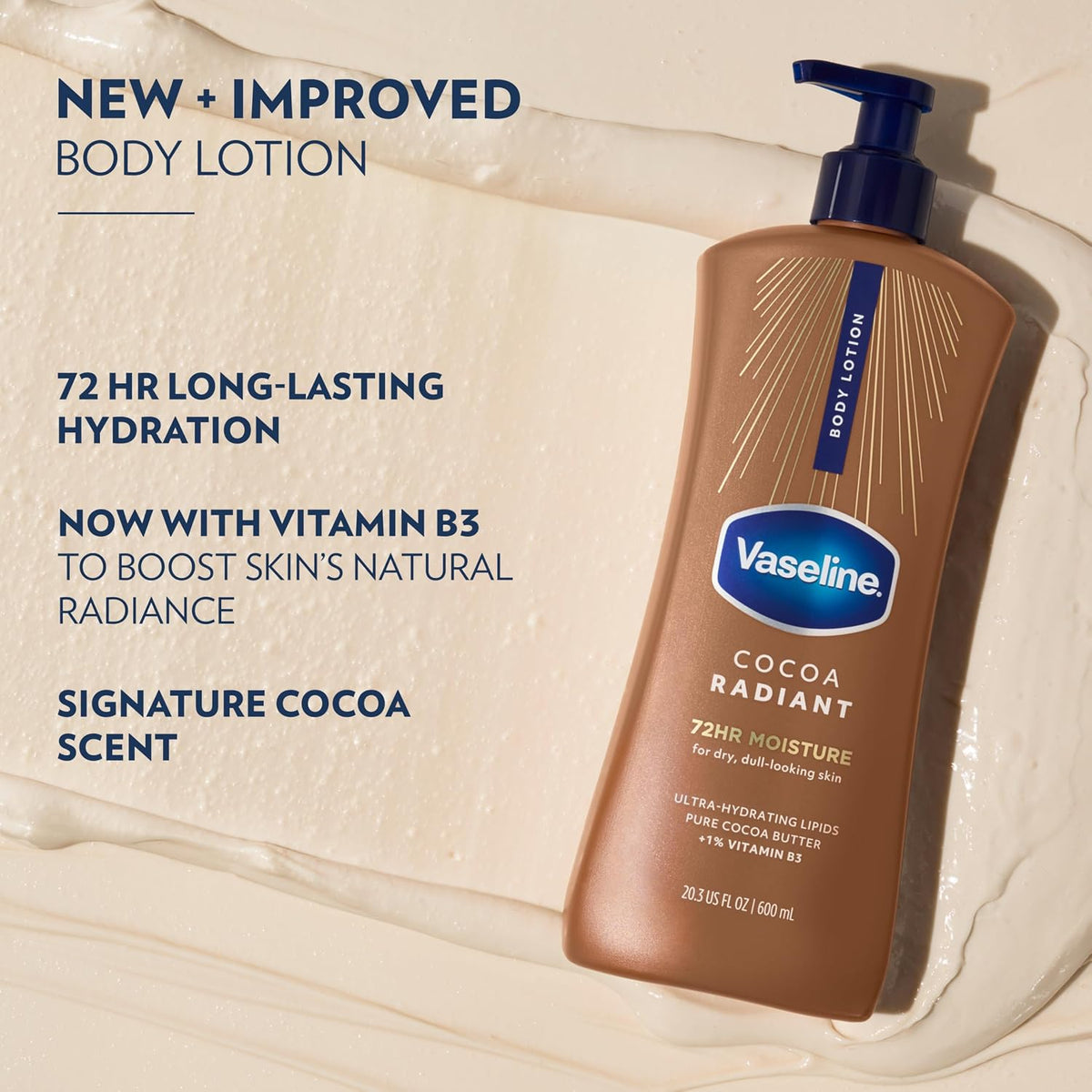 Vaseline Cocoa Radiant Body Lotion for Dry Skin + Cocoa Butter 20.3oz 3ct