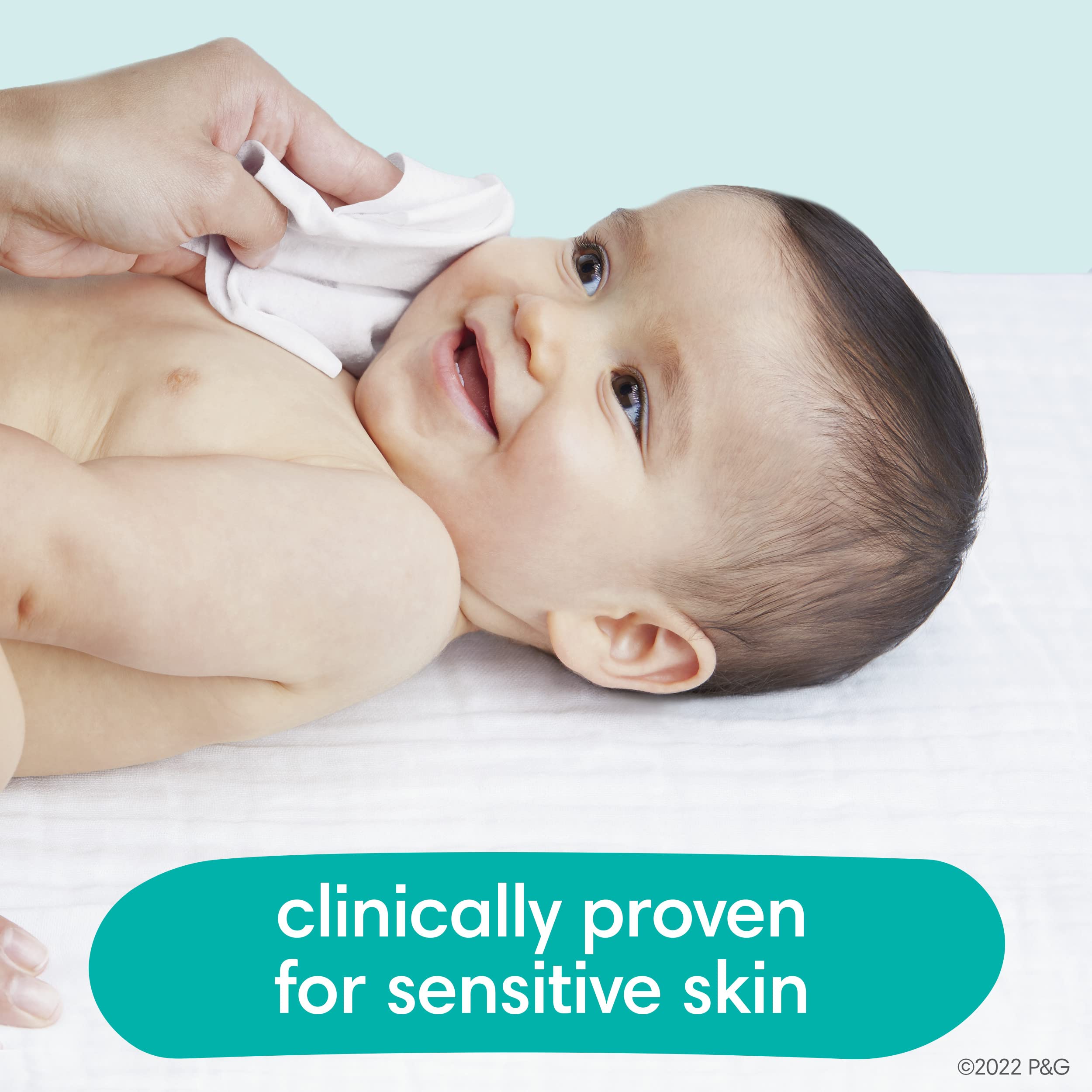 Pampers Sensitive Baby Wipes, Clinically Proven, Fragrance Free, Unscented, Water Based, Hypoallergenic, Multi-Use, Hand Wipes 504 Wipes Total (6X Flip-Top Packs) [Packaging May Vary]