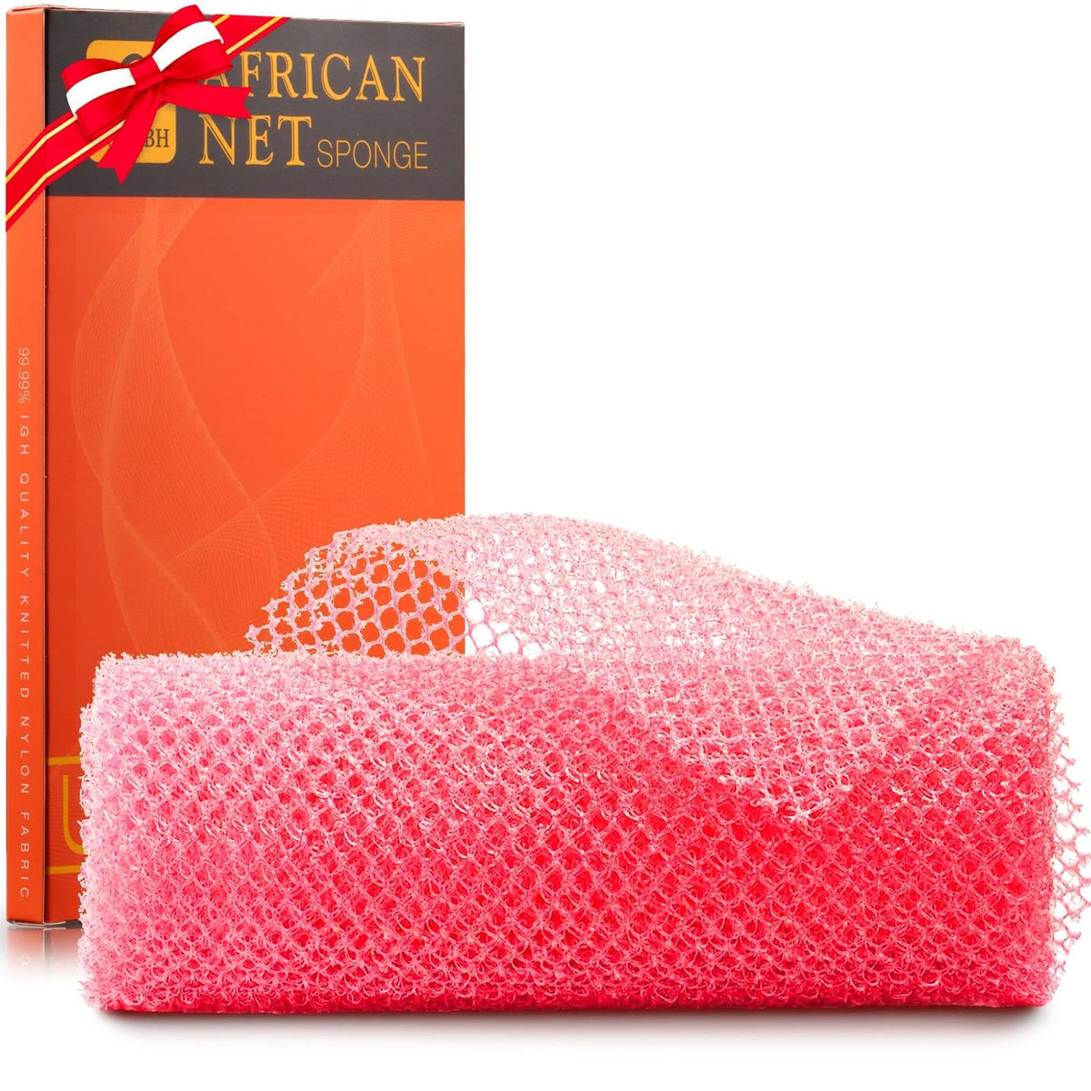 UJFQBH 3 Pack African Net Sponge, African Exfoliating Net Bath Sponge Long Net Bath Sponge Exfoliating Shower Body Scrubber Back Scrubber Skin Smoother,Great for Daily Use (Pink,Yellow,Purple)