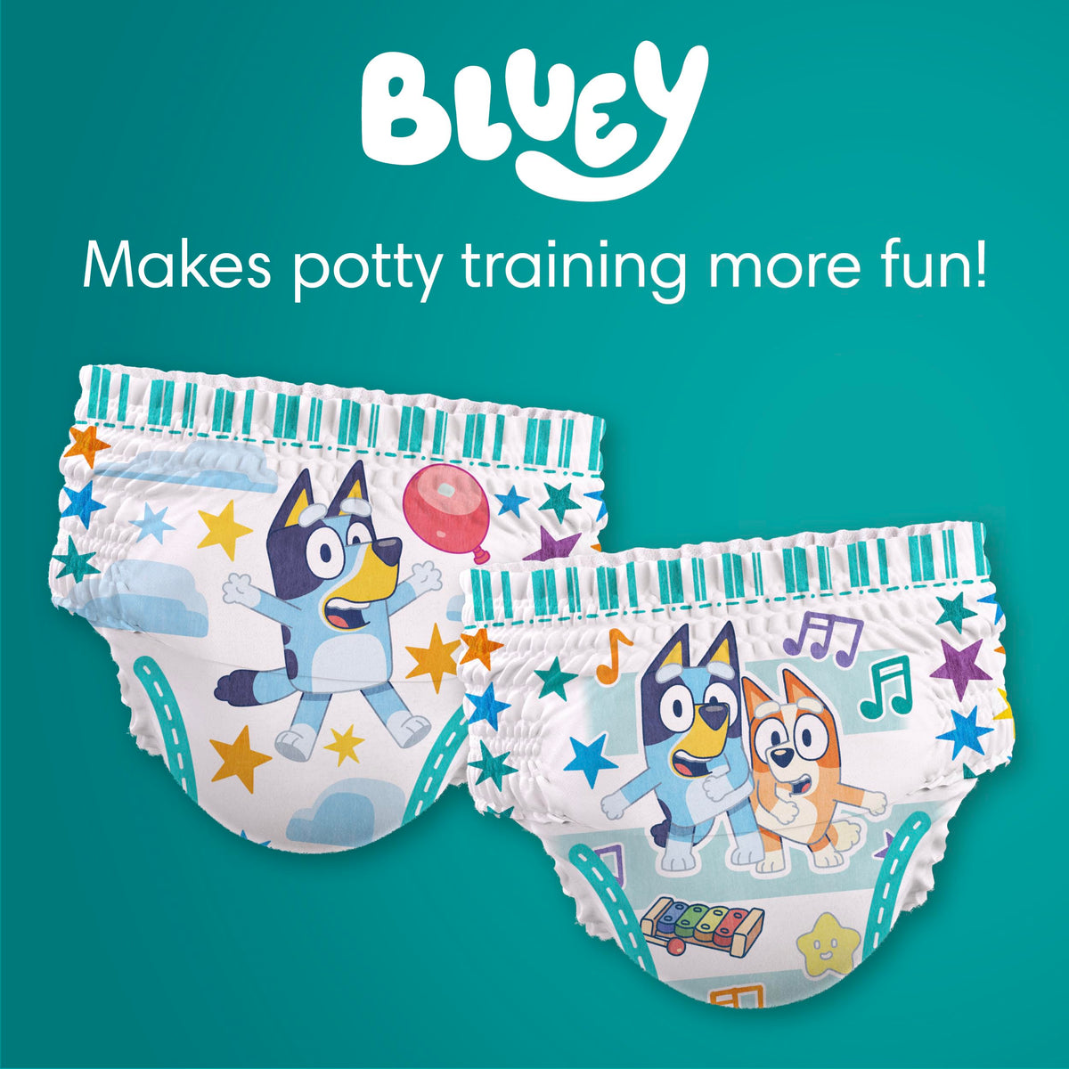 Easy Ups Girls & Boys Potty Training Pants, Size 4 (2T-3T), 140 Count, Bluey Absorbent Pull Up Training Underwear, Up to 100% Leakproof Day and Night, Hypoallergenic