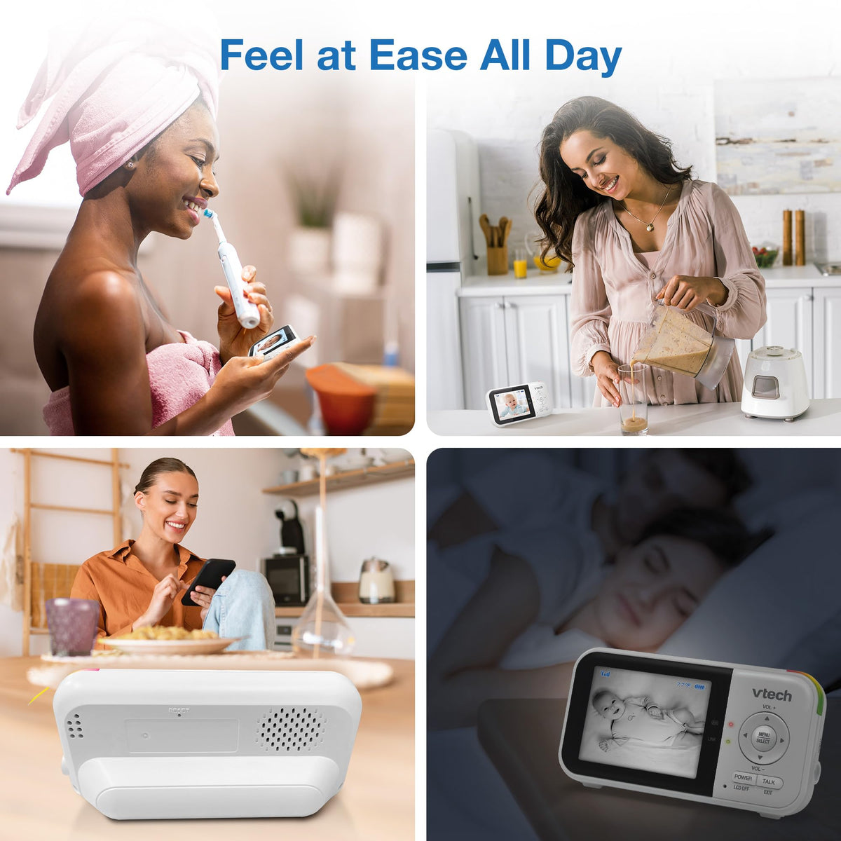VTech Baby Monitor No WiFi – 19Hr Video Battery, 1000ft Range, Night Vision, Two-Way Talk, Temperature Sensor, Sound-Activated Screen, Lullabies | VM819