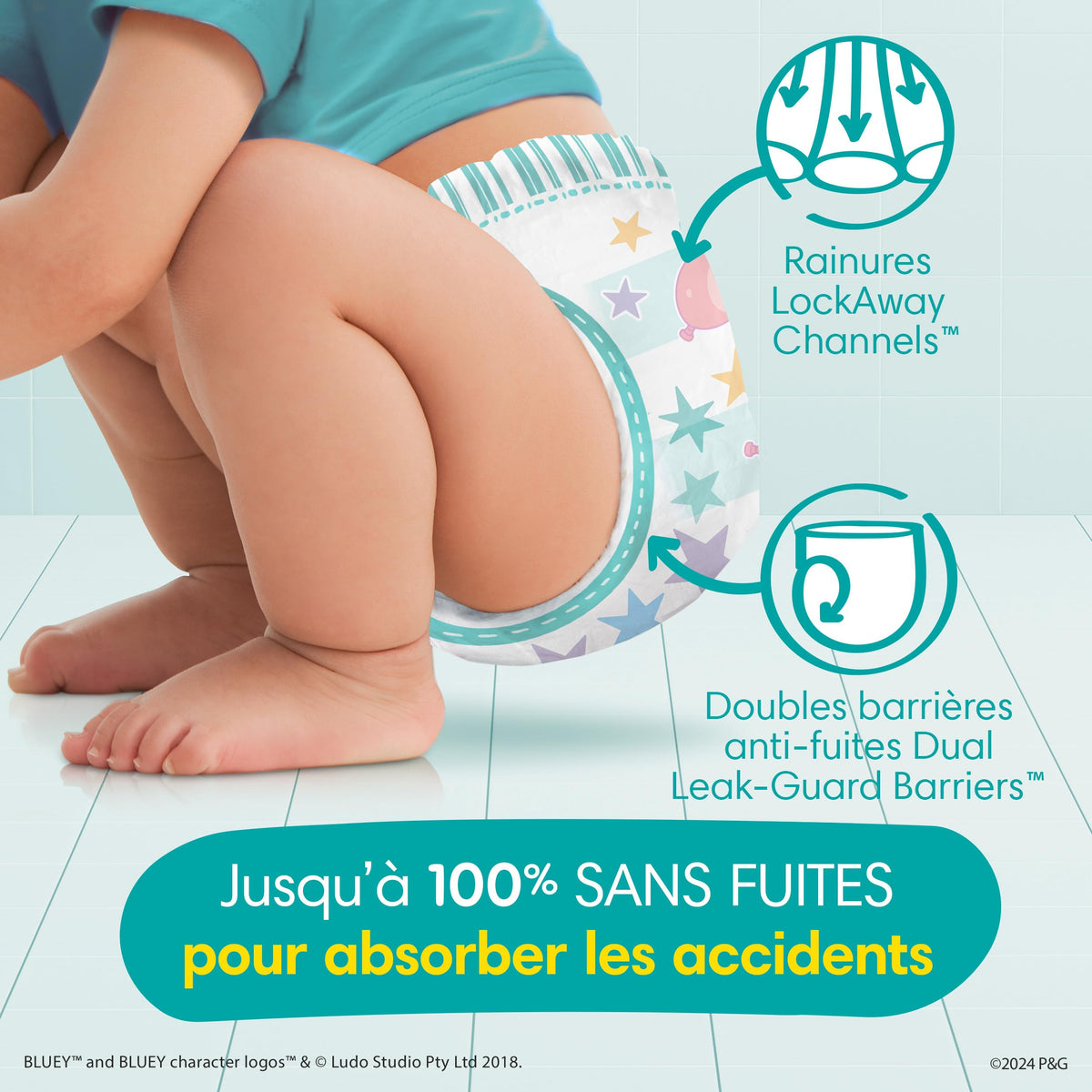 Easy Ups Girls & Boys Potty Training Pants, Size 4 (2T-3T), 140 Count, Bluey Absorbent Pull Up Training Underwear, Up to 100% Leakproof Day and Night, Hypoallergenic