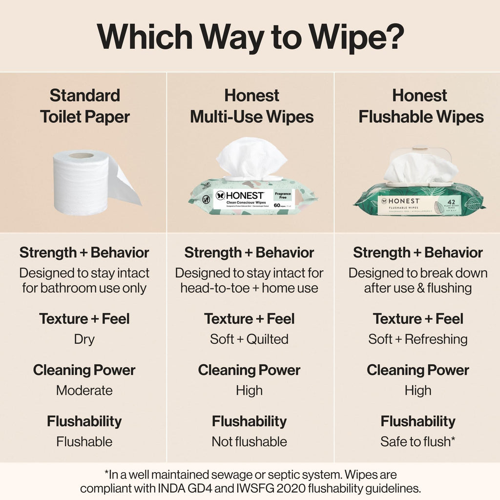 The Honest Company Flushable Wipes, Hypoallergenic, Gilded Wings, 126 Count