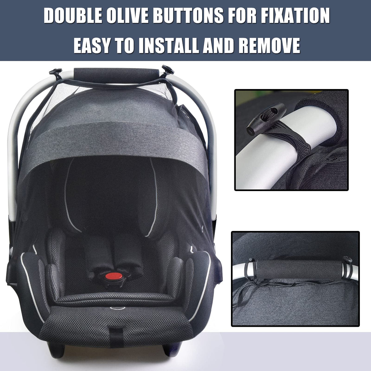 Sysmie Baby Mosquito Net for Infant Car Seat and Doona Stroller, White