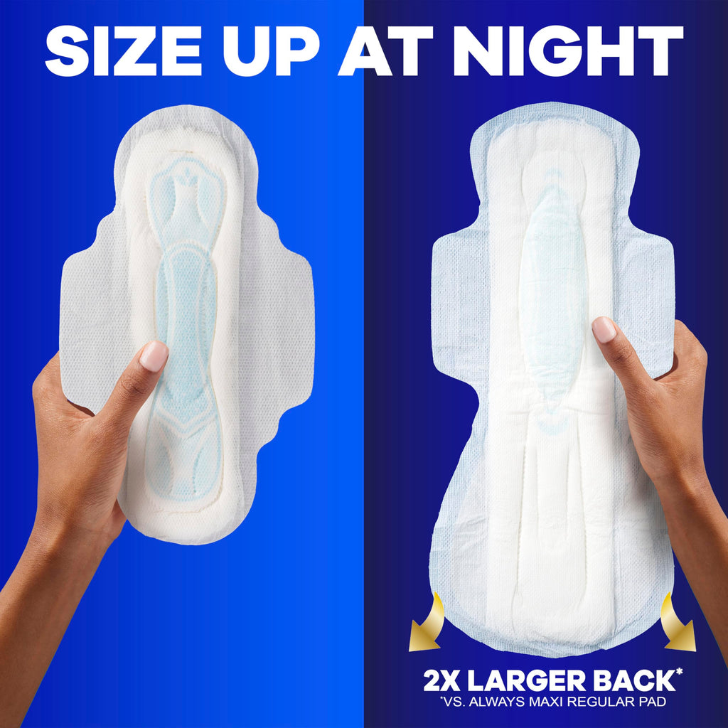 Always Maxi Overnight Pads with Wings for Women, Size 5, Extra Heavy Overnight Absorbency, Unscented, 36 Count