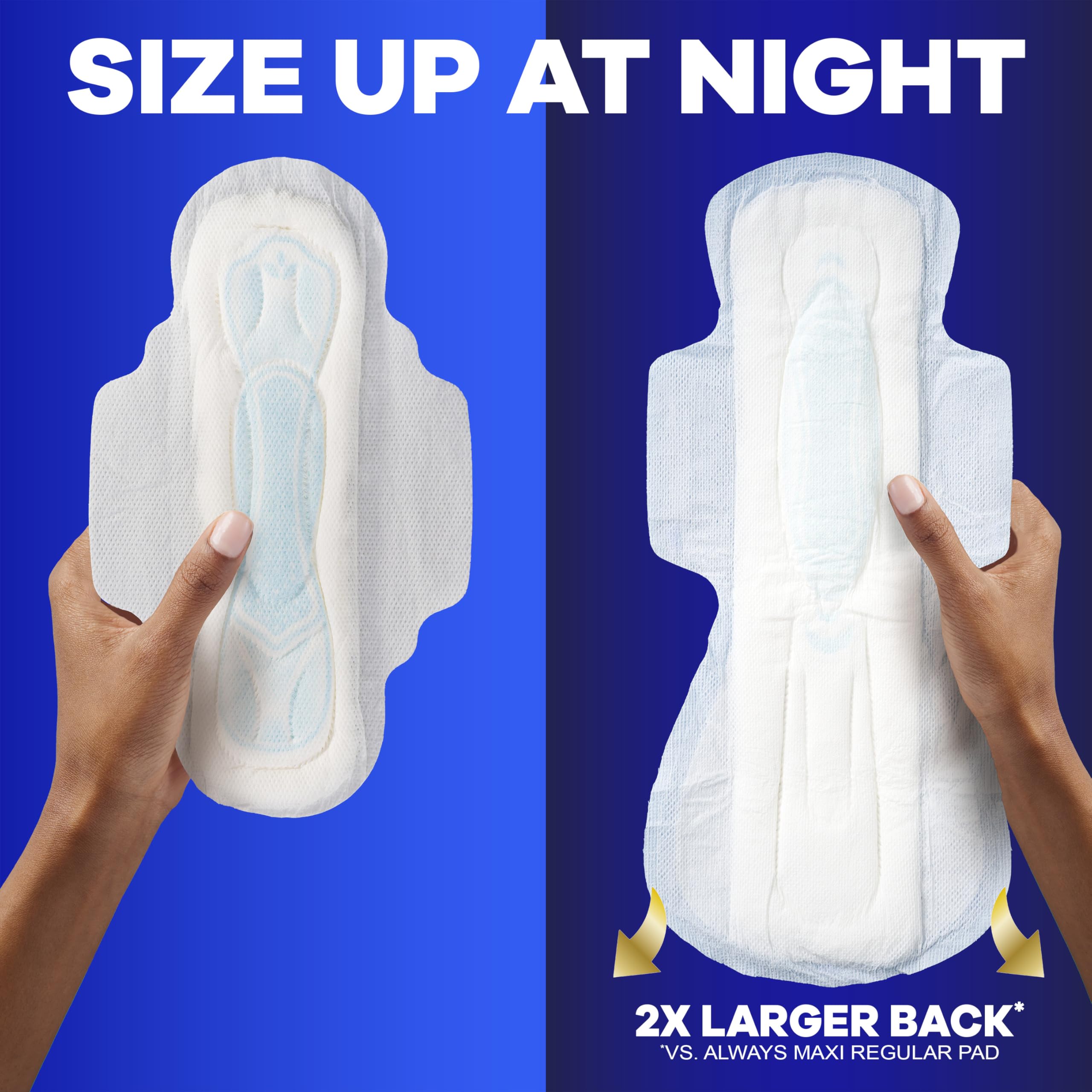 Always Maxi Overnight Pads with Wings for Women, Size 5, Extra Heavy Overnight Absorbency, Unscented, 36 Count