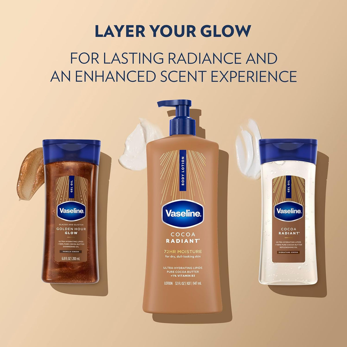 Vaseline Cocoa Radiant Body Lotion for Dry Skin + Cocoa Butter 20.3oz 3ct