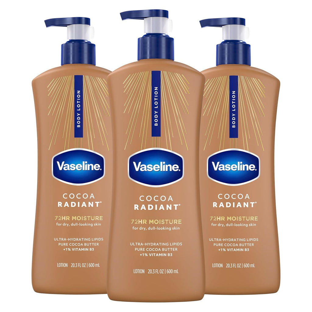 Vaseline Cocoa Radiant Body Lotion for Dry Skin + Cocoa Butter 20.3oz 3ct