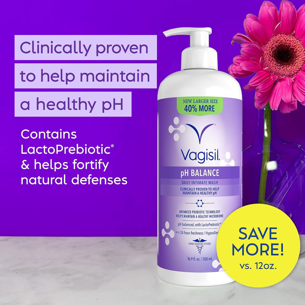 Vagisil pH Balance Feminine Wash, LactoPrebiotic, 12 Fl Oz (3 Pack)