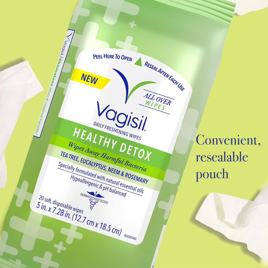 VAGISIL Anti-Itch Medicated Feminine Wipes, Max Strength, 20 Wipes (1 Pack)