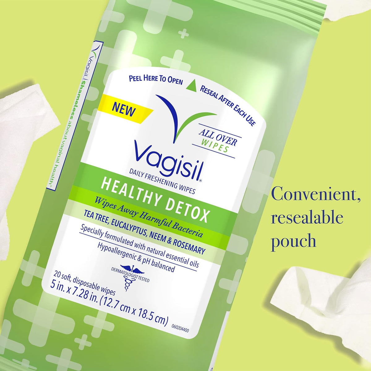 VAGISIL Anti-Itch Medicated Feminine Wipes, Max Strength, 20 Wipes (1 Pack)