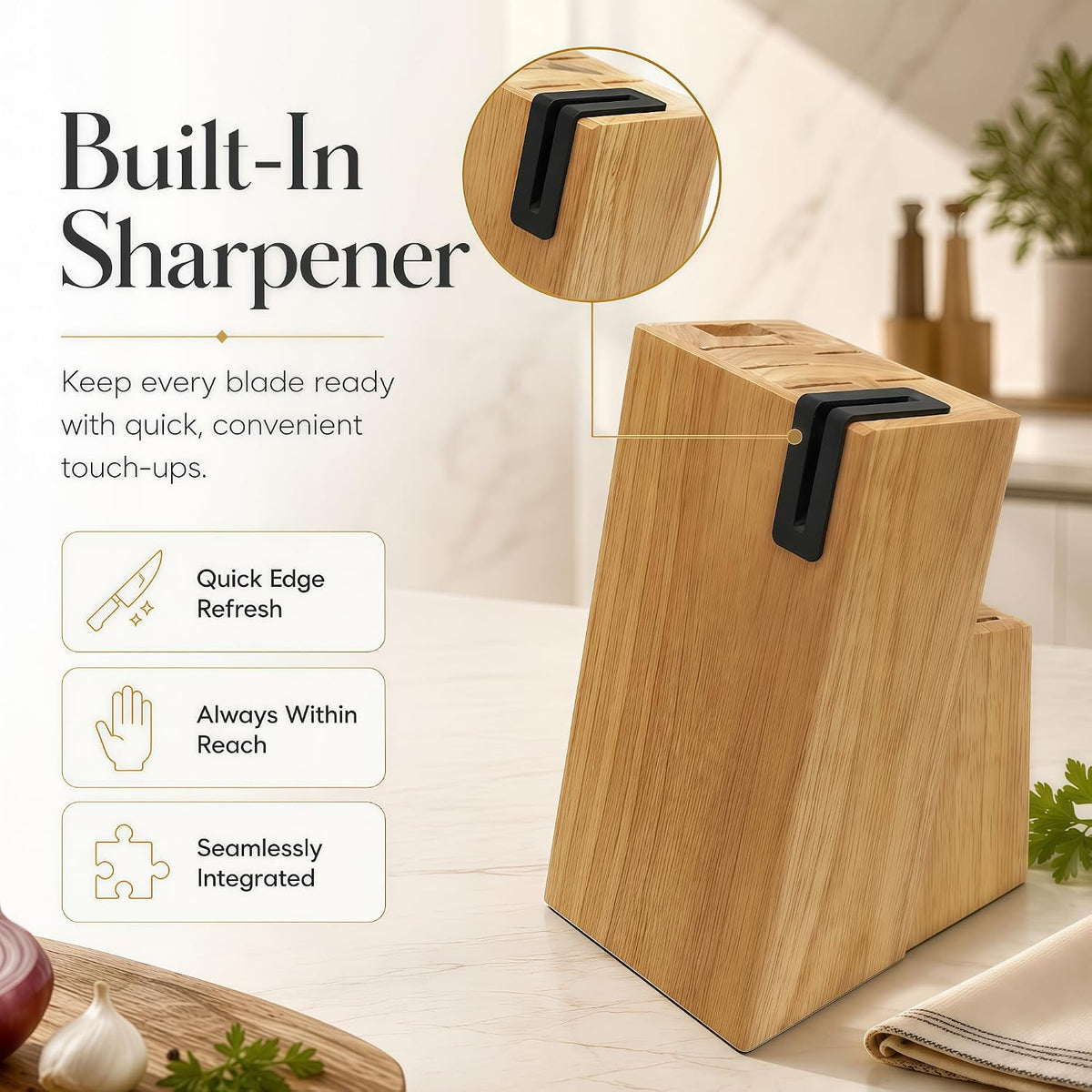 14-Piece Black Kitchen Knife Block Set with Built-In Sharpener | German high-carbon stainless steel blades, dishwasher safe, ultra-sharp edges, ergonomic non-slip handles