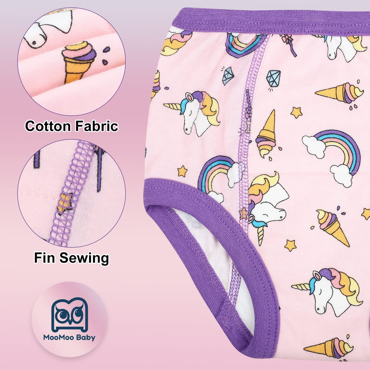 MooMoo Baby Potty Training Underwear for Boys and Girls Cotton 2T-9Y