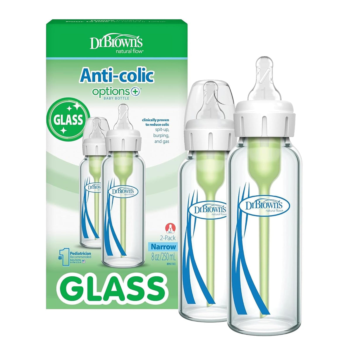 Dr. Brown’s Options+ Anti-Colic Narrow Glass Baby Bottles