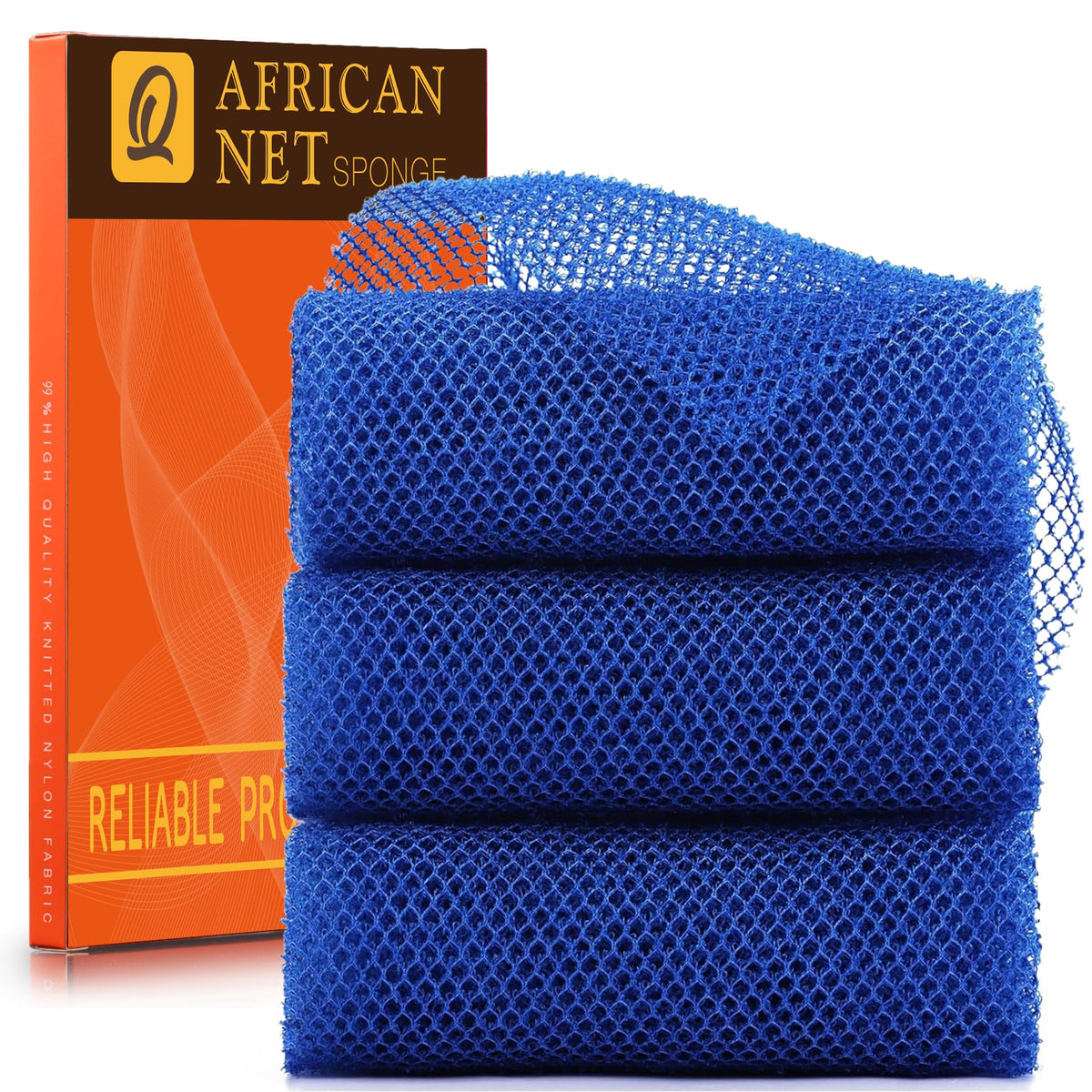 UJFQBH 3 Pack African Net Sponge, African Exfoliating Net Bath Sponge Long Net Bath Sponge Exfoliating Shower Body Scrubber Back Scrubber Skin Smoother,Great for Daily Use (Pink,Yellow,Purple)