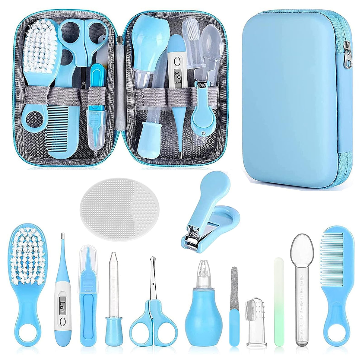 Baby Grooming Kit – Infant Safety Care Set with Hair Brush, Comb, Nail Clipper & Nasal Aspirator, Newborn Essentials (Pink)