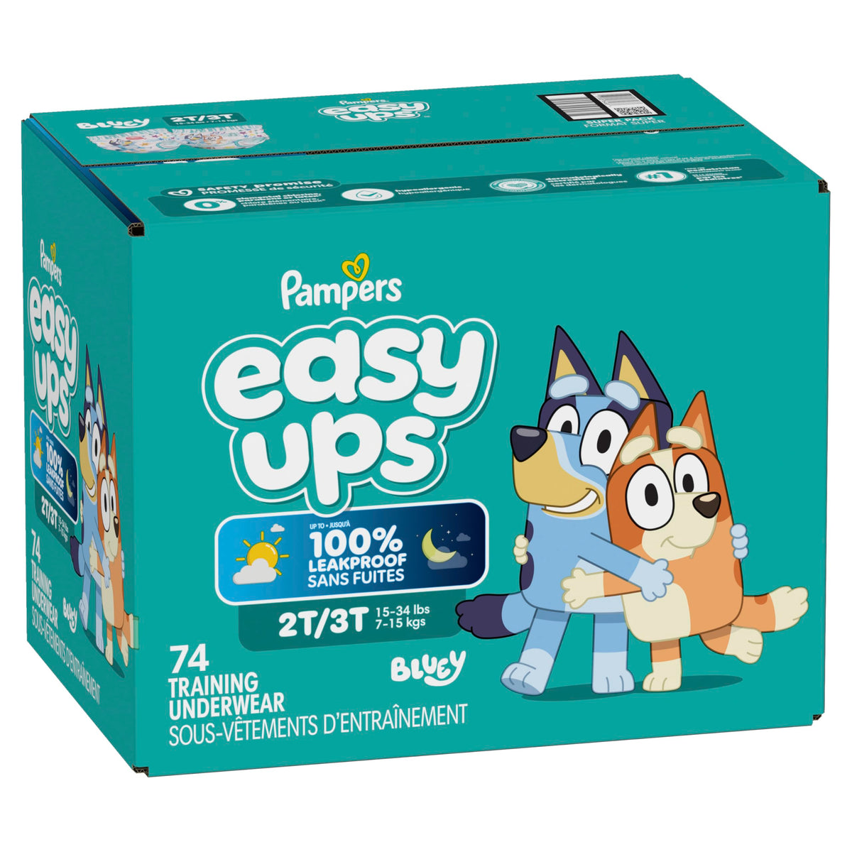 Easy Ups Girls & Boys Potty Training Pants, Size 4 (2T-3T), 140 Count, Bluey Absorbent Pull Up Training Underwear, Up to 100% Leakproof Day and Night, Hypoallergenic
