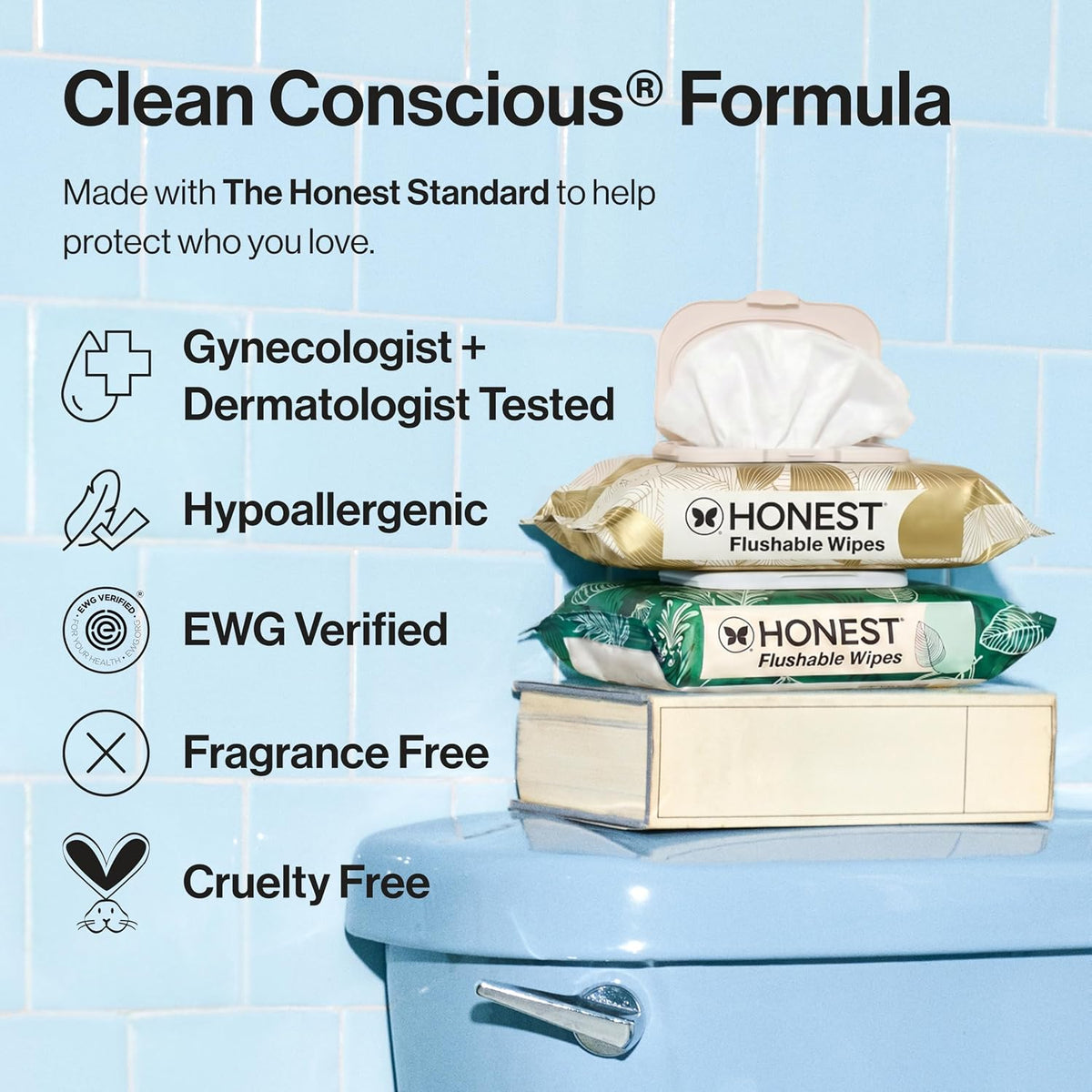 The Honest Company Flushable Wipes, Hypoallergenic, Gilded Wings, 126 Count