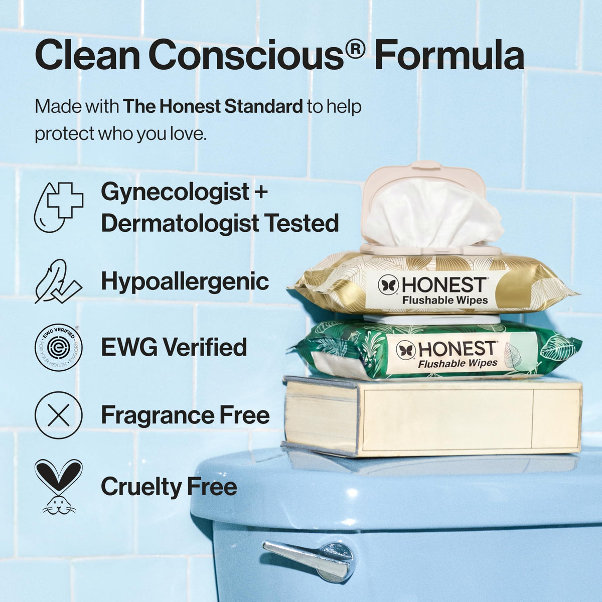 The Honest Company Flushable Wipes, Hypoallergenic, Gilded Wings, 126 Count