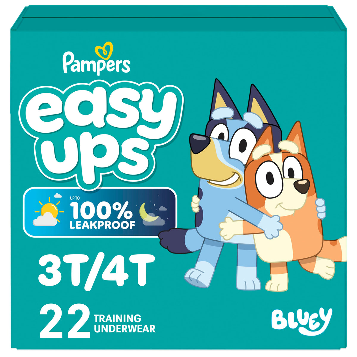 Easy Ups Girls & Boys Potty Training Pants, Size 4 (2T-3T), 140 Count, Bluey Absorbent Pull Up Training Underwear, Up to 100% Leakproof Day and Night, Hypoallergenic