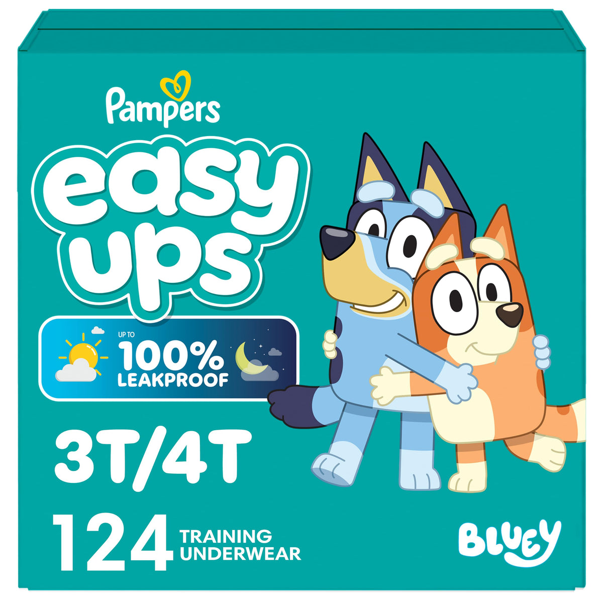 Easy Ups Girls & Boys Potty Training Pants, Size 4 (2T-3T), 140 Count, Bluey Absorbent Pull Up Training Underwear, Up to 100% Leakproof Day and Night, Hypoallergenic
