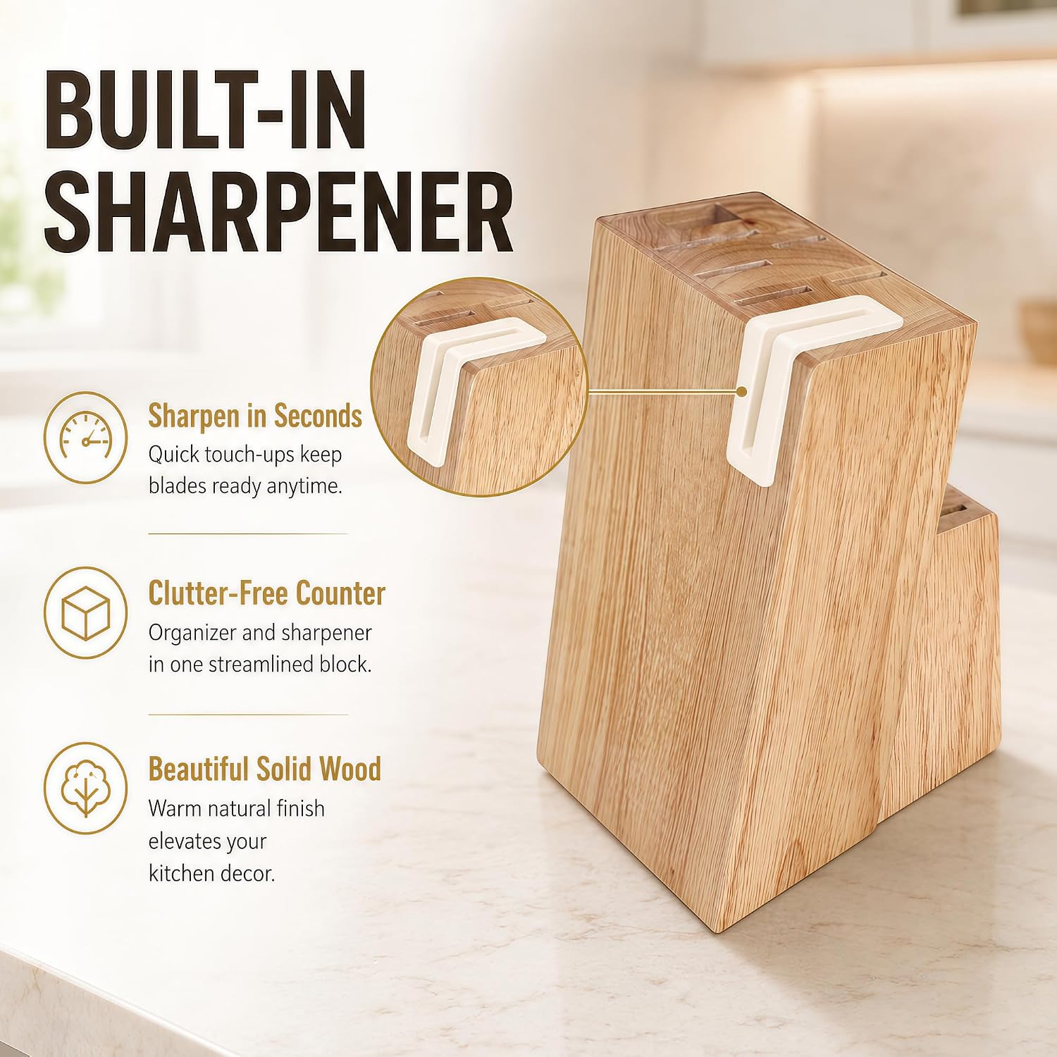 14-Piece Black Kitchen Knife Block Set with Built-In Sharpener | German high-carbon stainless steel blades, dishwasher safe, ultra-sharp edges, ergonomic non-slip handles