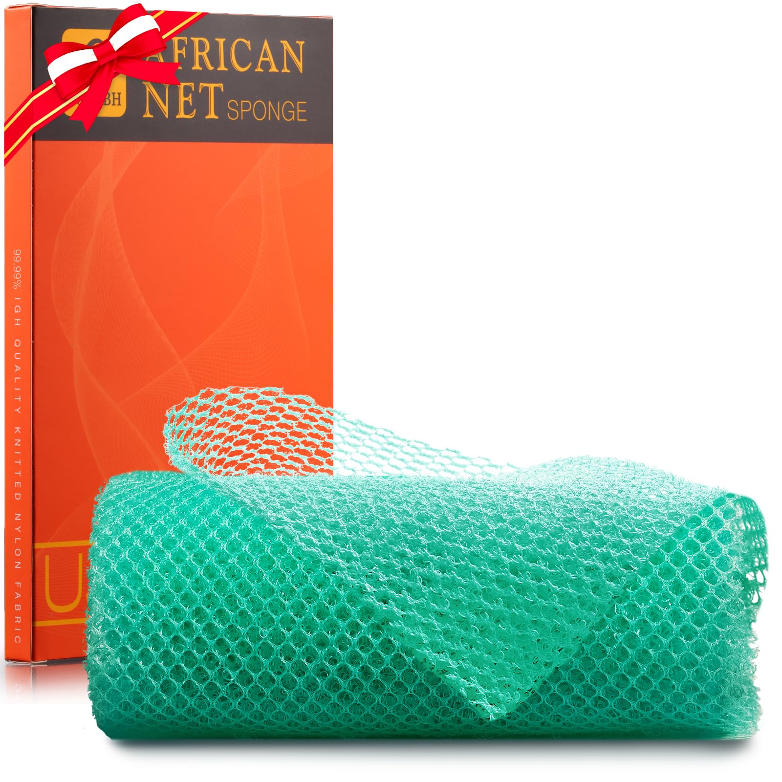 UJFQBH 3 Pack African Net Sponge, African Exfoliating Net Bath Sponge Long Net Bath Sponge Exfoliating Shower Body Scrubber Back Scrubber Skin Smoother,Great for Daily Use (Pink,Yellow,Purple)