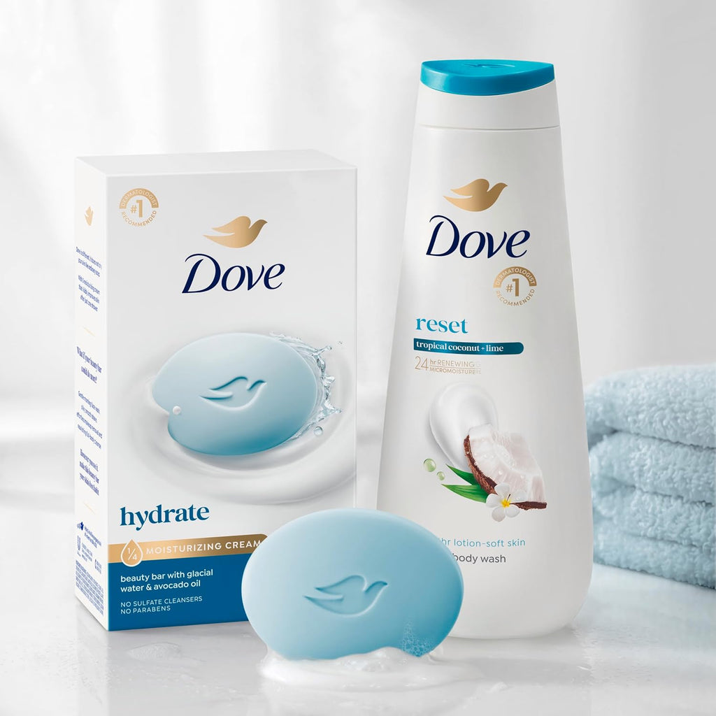 Dove Beauty Bar Soap , Glacial Water & Avocado Oil, I 6 Count 3.75 oz