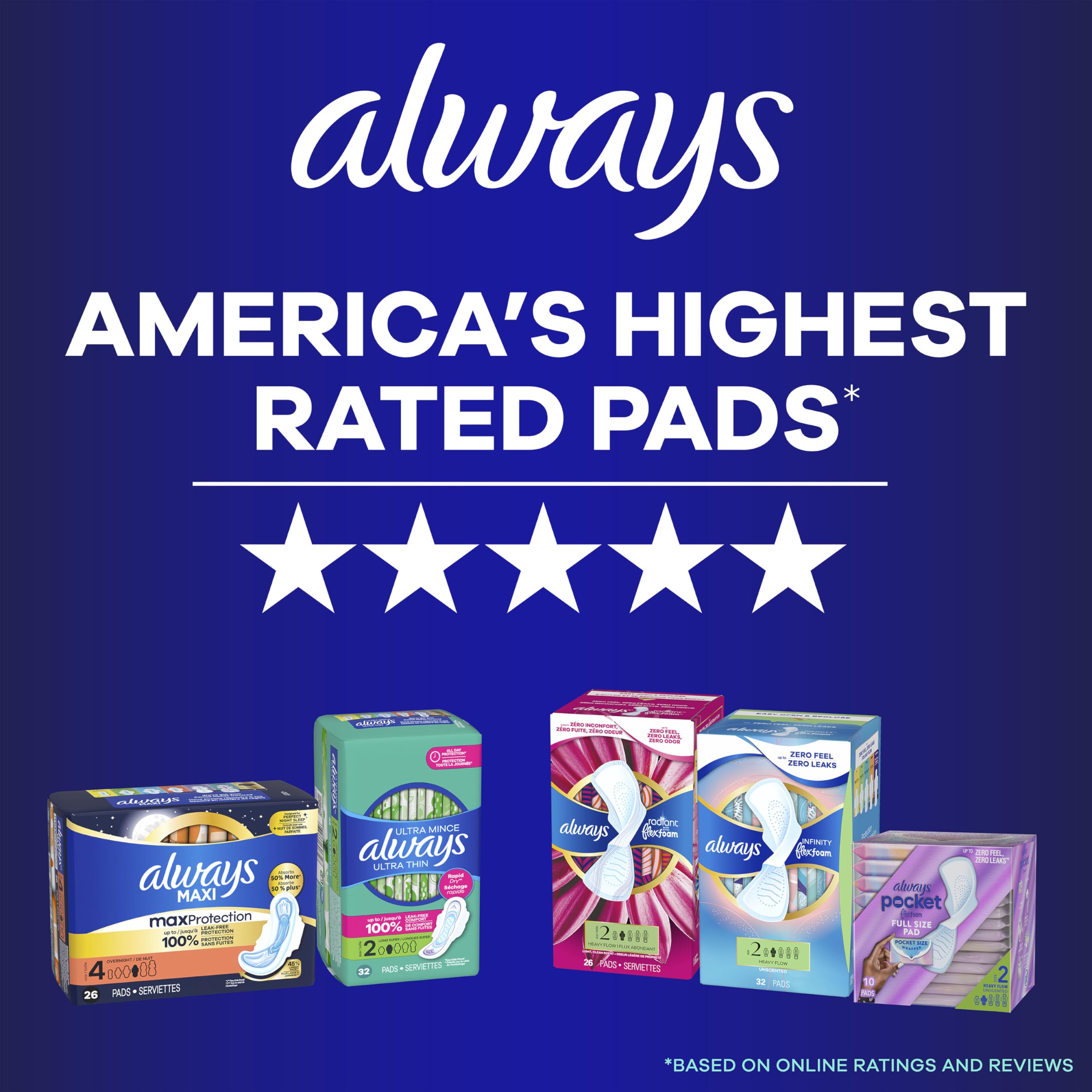Always Maxi Overnight Pads with Wings for Women, Size 5, Extra Heavy Overnight Absorbency, Unscented, 36 Count