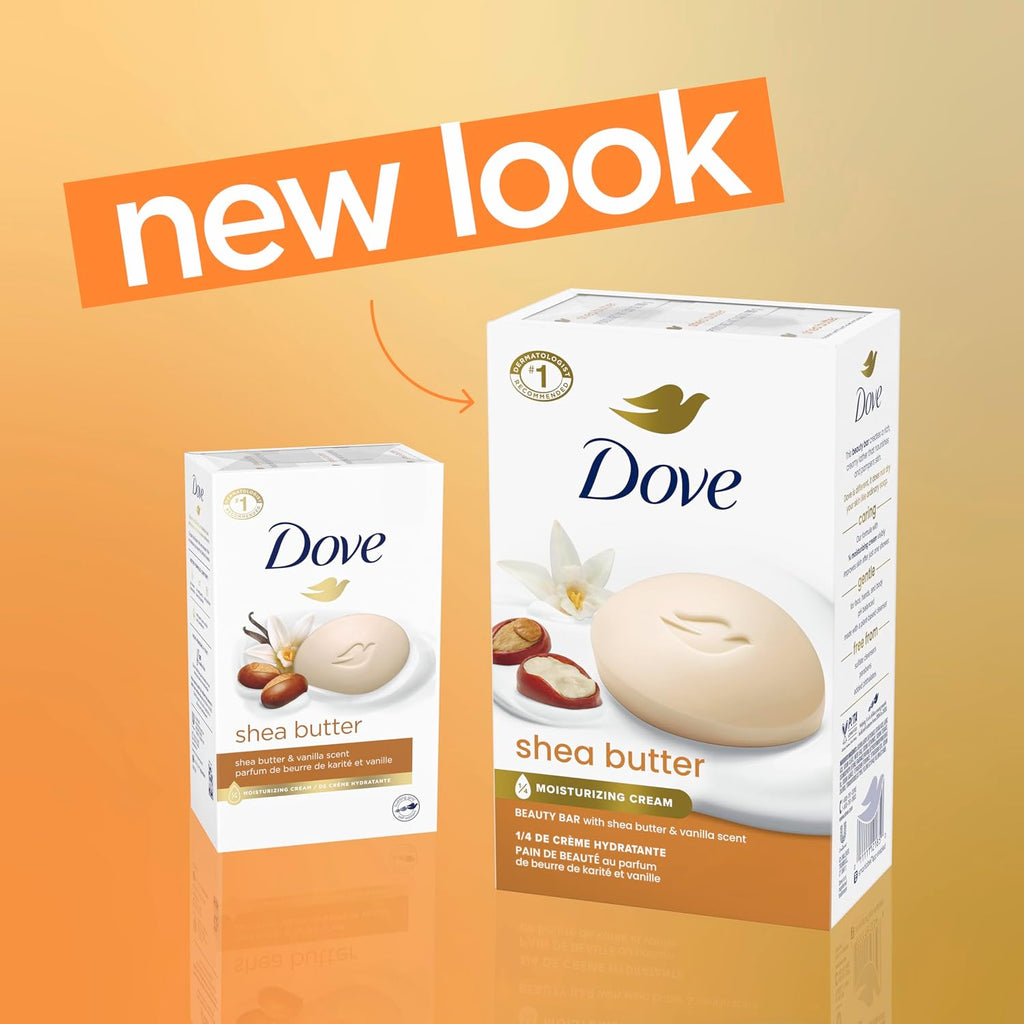 Dove Shea Butter Beauty Bar Soap 8 Count, Cleanser, 3.75 oz I beauty bar