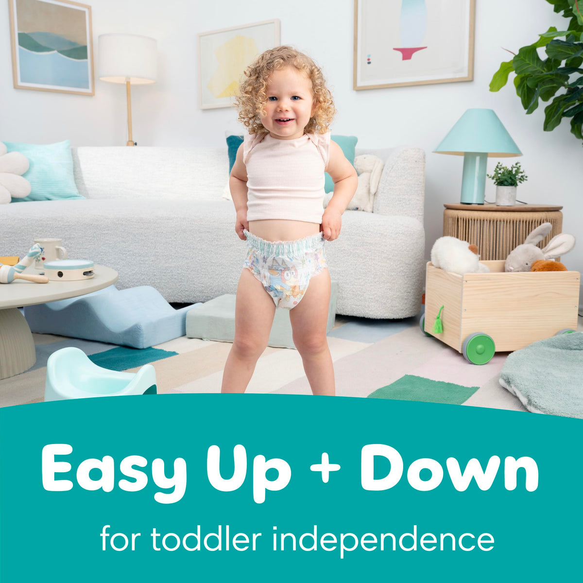 Easy Ups Girls & Boys Potty Training Pants, Size 4 (2T-3T), 140 Count, Bluey Absorbent Pull Up Training Underwear, Up to 100% Leakproof Day and Night, Hypoallergenic