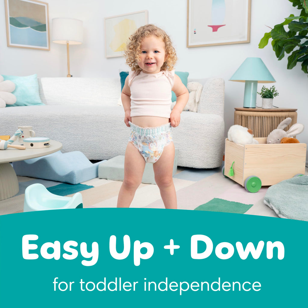 Easy Ups Girls & Boys Potty Training Pants, Size 4 (2T-3T), 140 Count, Bluey Absorbent Pull Up Training Underwear, Up to 100% Leakproof Day and Night, Hypoallergenic