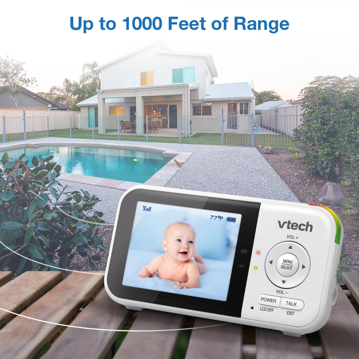 VTech Baby Monitor No WiFi – 19Hr Video Battery, 1000ft Range, Night Vision, Two-Way Talk, Temperature Sensor, Sound-Activated Screen, Lullabies | VM819